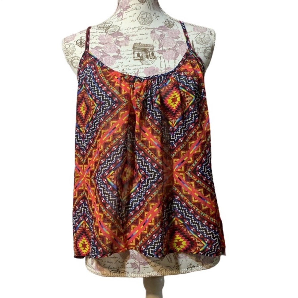 Aztec & Colorful Pattern Tank Top.Open back M - Picture 11 of 15